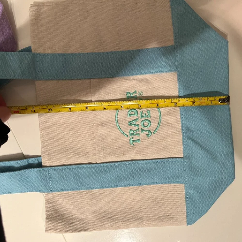 rader Joe’s Mini Pastel Canvas Tote Bag‎ Set (Blue & Green) – NWT